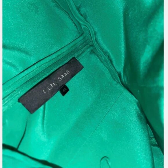 Elie Saab Green Silk Mini Dress Size 44 - Picture 3 of 4